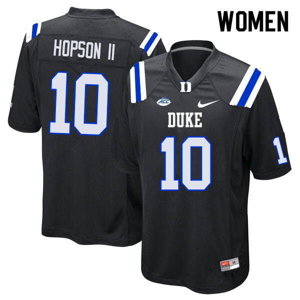 Women #10 James Hopson II Duke Blue Devils College Football Jerseys Sale-Black - Click Image to Close